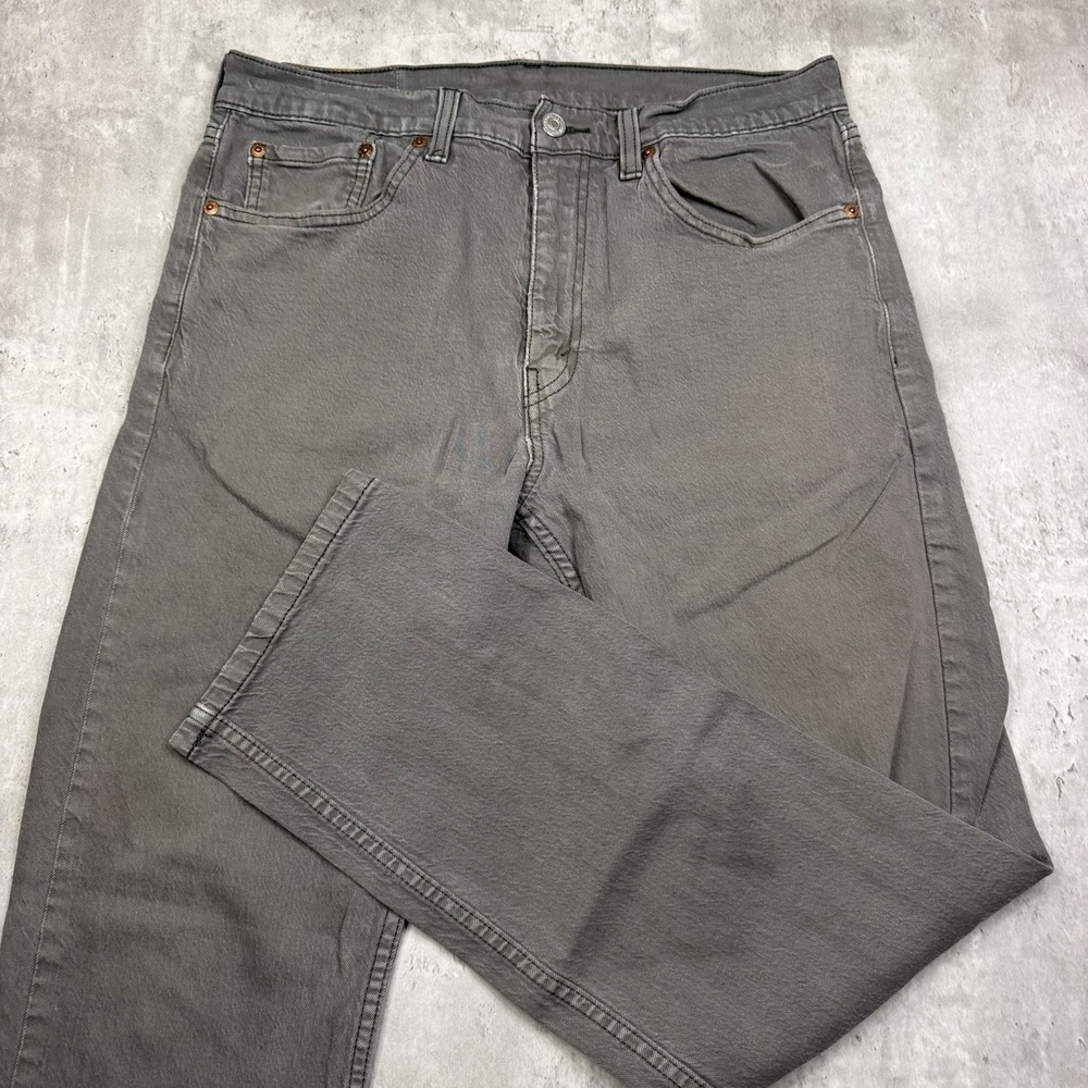 Levis 505 Jeans Mens 32X30 Regular Fit Grey Straight Leg Denim Casual 5-Pocket